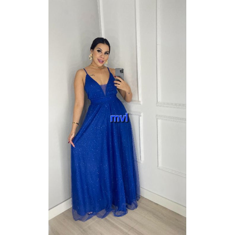 vestido natasha alça con decote v para festas formandas madrinhas convidadas brilhoso