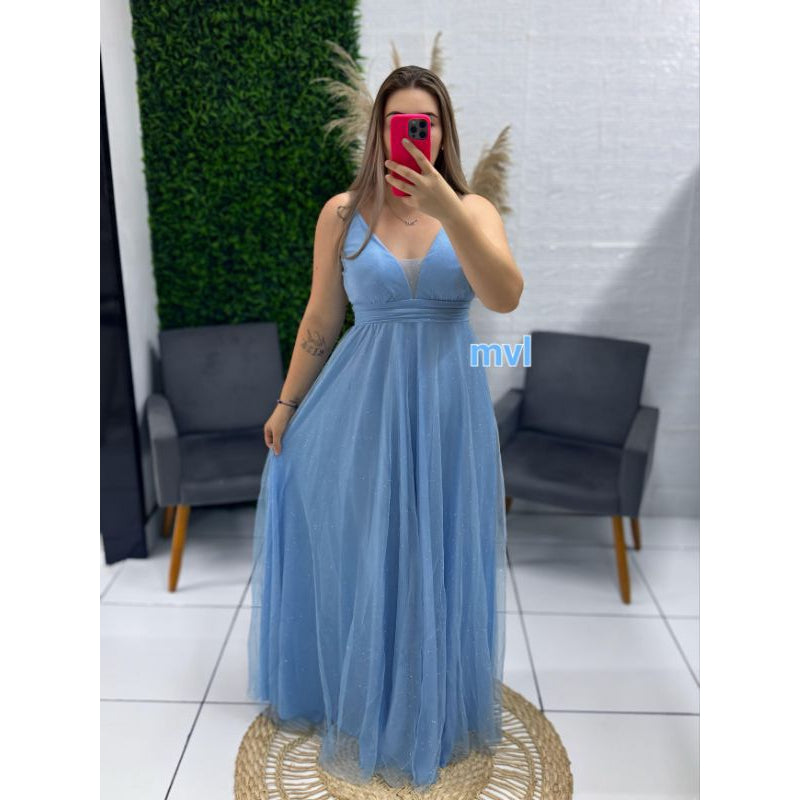 vestido natasha alça con decote v para festas formandas madrinhas convidadas brilhoso