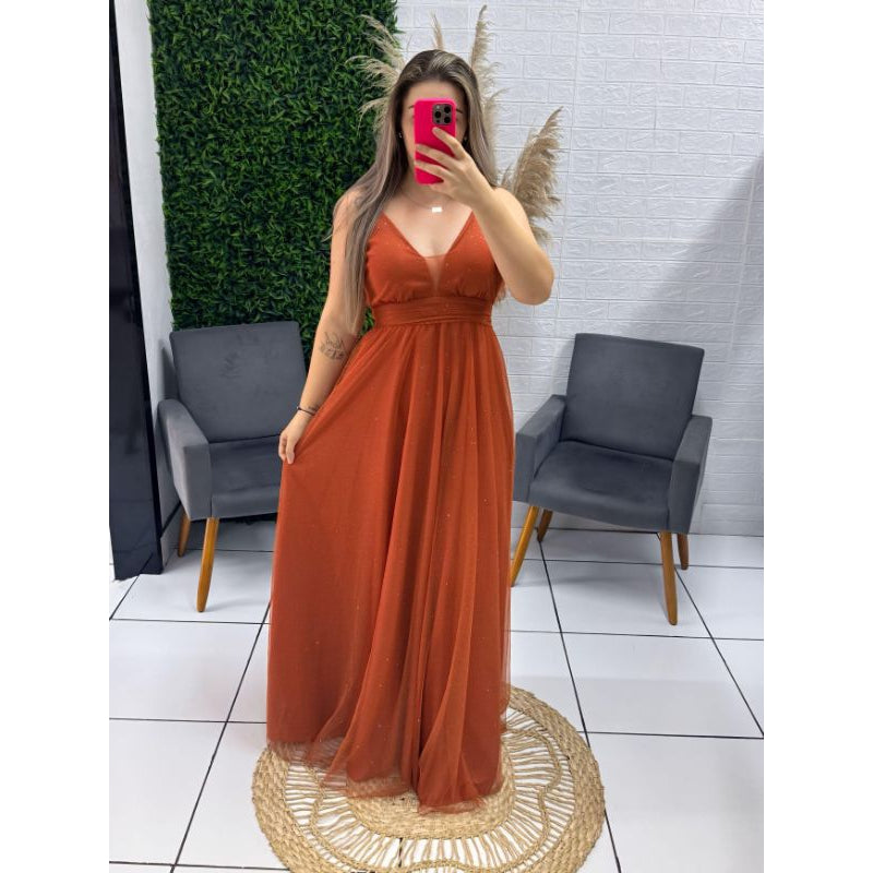vestido natasha alça con decote v para festas formandas madrinhas convidadas brilhoso