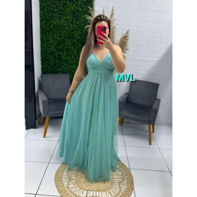 vestido natasha alça con decote v para festas formandas madrinhas convidadas brilhoso