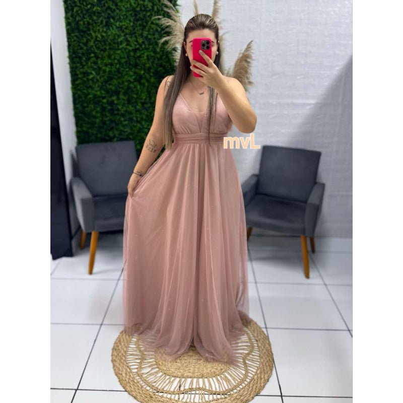 vestido natasha alça con decote v para festas formandas madrinhas convidadas brilhoso
