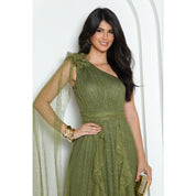 vestido brilhoso esmeralda elegante un hombro luxouso ideal para festas  madrinhas convidadas formandas noivas