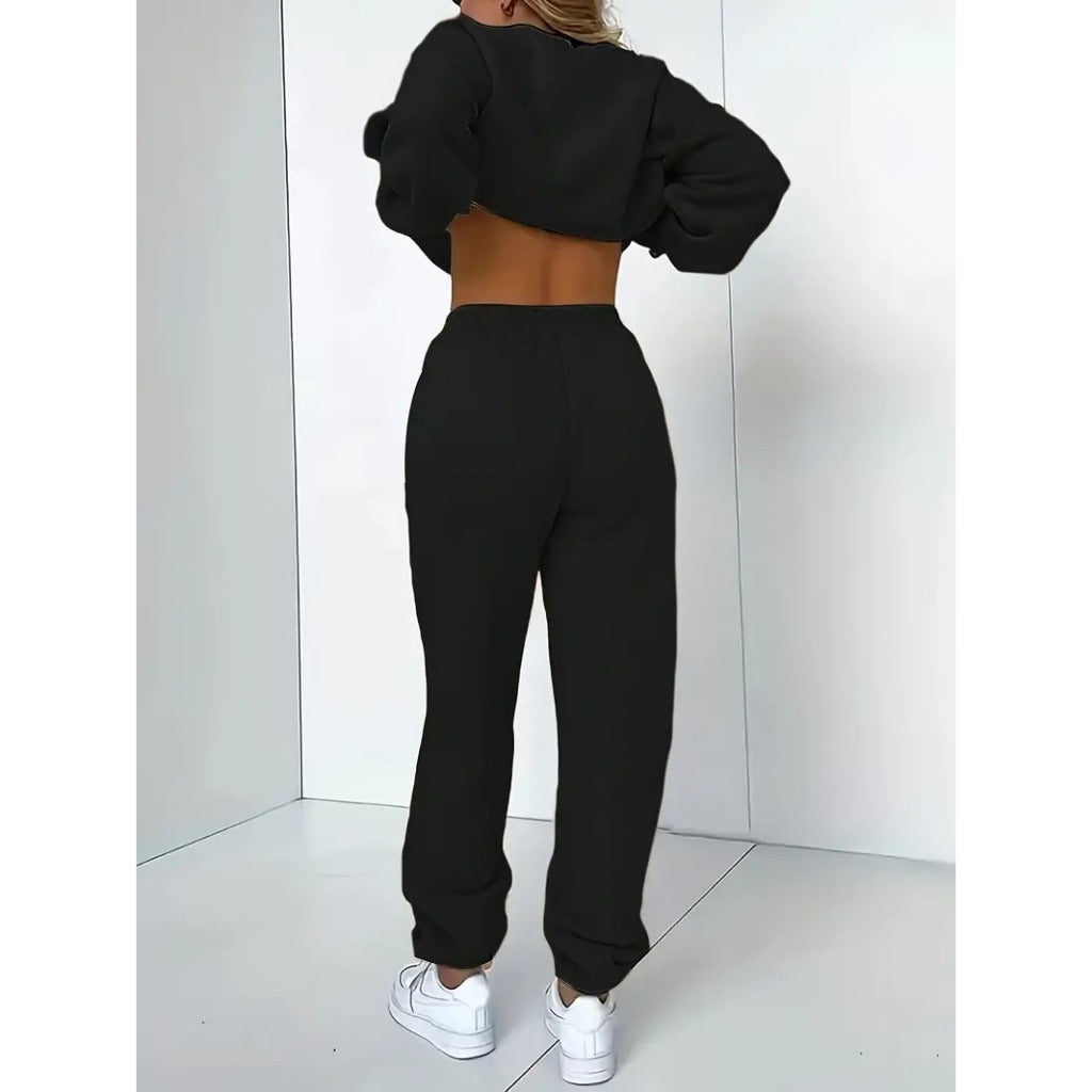 Conjunto de Moletom Canguru Capuz Bolso Liso + Calça Feminino Masculino Algodão Unissex