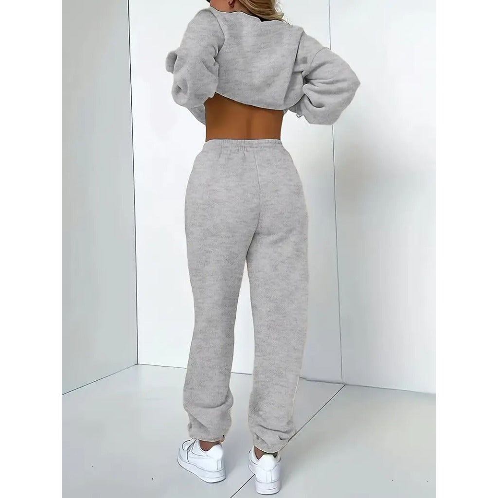 Conjunto de Moletom Canguru Capuz Bolso Liso + Calça Feminino Masculino Algodão Unissex