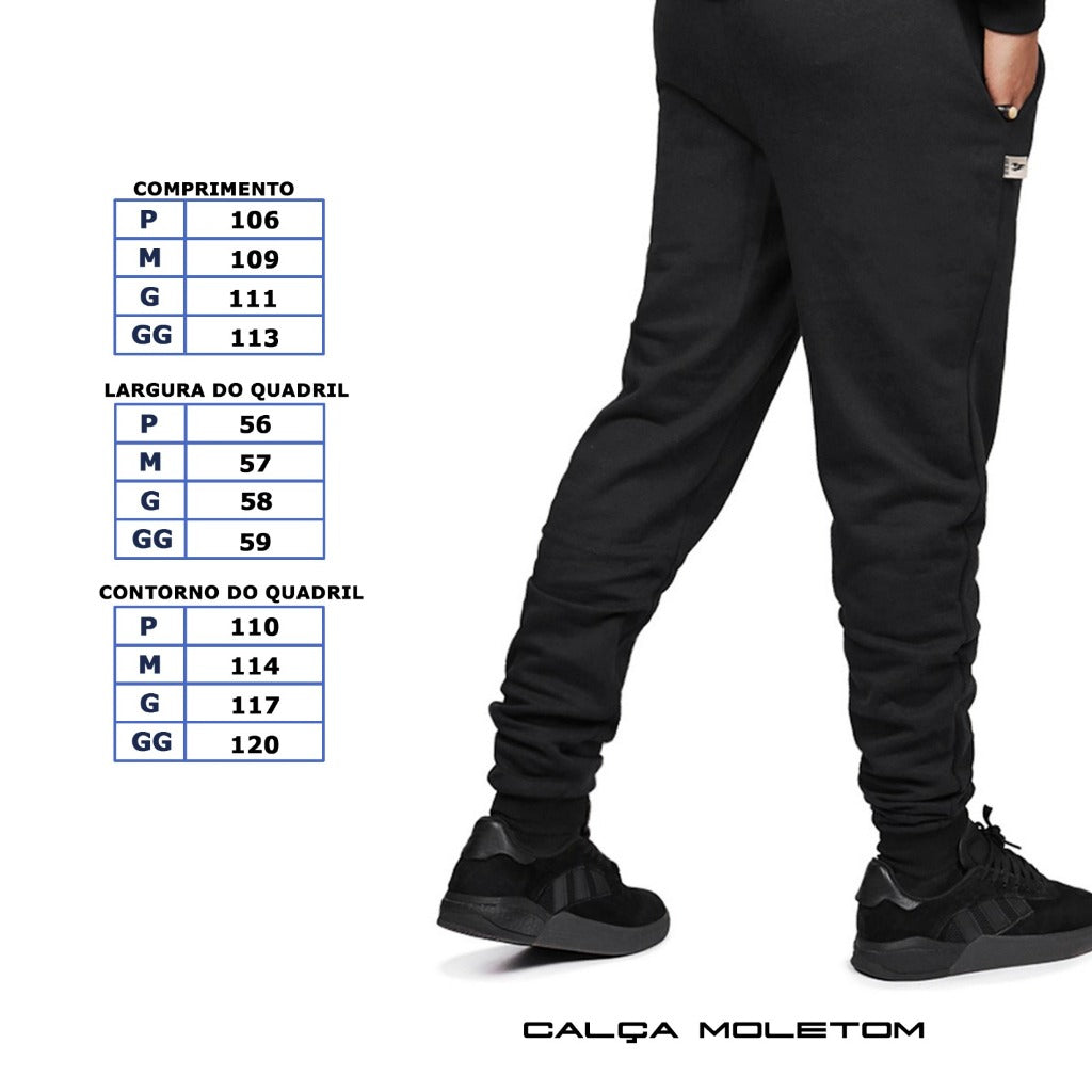 Conjunto de Moletom Canguru Capuz Bolso Liso + Calça Feminino Masculino Algodão Unissex