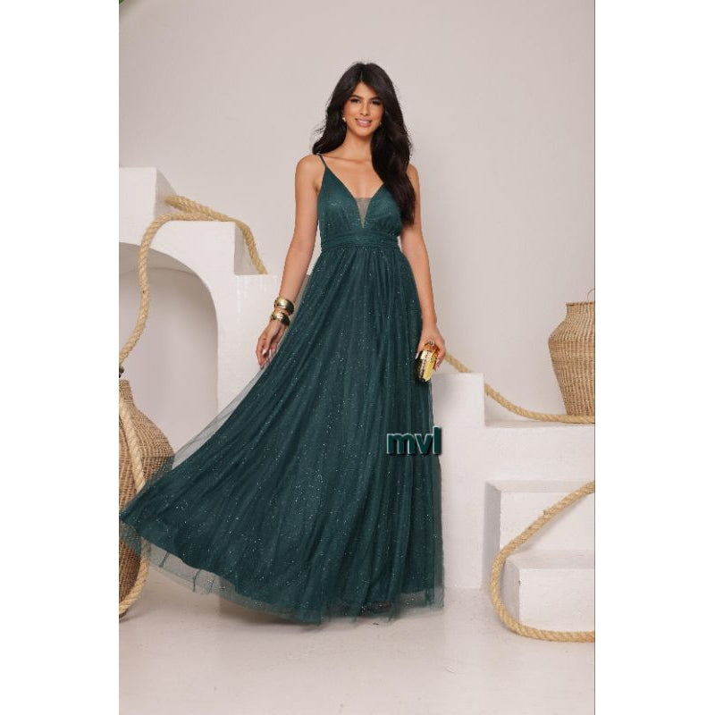 vestido natasha alça con decote v para festas formandas madrinhas convidadas brilhoso