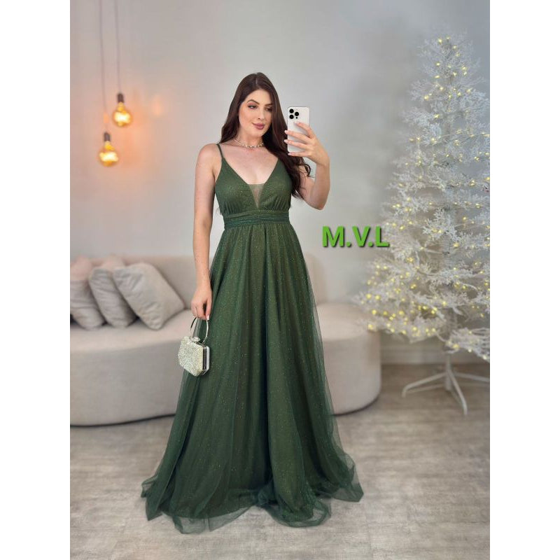 vestido natasha alça con decote v para festas formandas madrinhas convidadas brilhoso