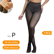 Meia-Calça Térmica Feminina Plus Size M-GG Forrada Peluciada Translúcida de Lã  Super Elástica Slim Com Pé 240Gramas