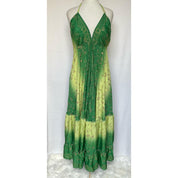Vestido Longo Seda Indiana Frente Única Costa Nua- Estilo Boho Chic