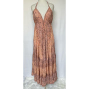 Vestido Longo Seda Indiana Frente Única Costa Nua- Estilo Boho Chic