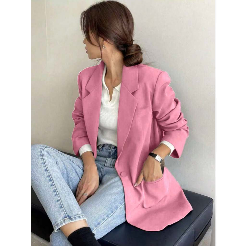 Blazer alfataria com forro com botão feminino casaco elegante social coleção nova Blazer Curto Aiustado Corde Damasco pa