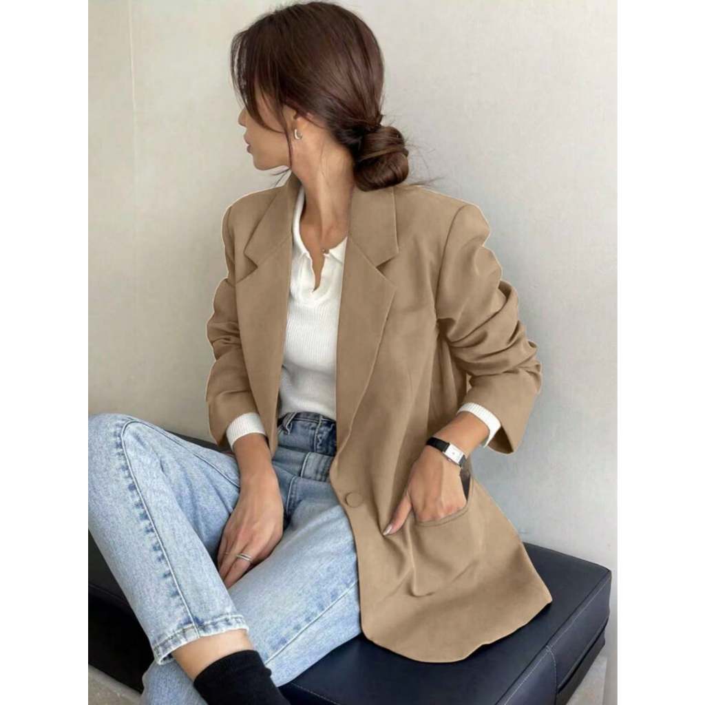 Blazer alfataria com forro com botão feminino casaco elegante social coleção nova Blazer Curto Aiustado Corde Damasco pa