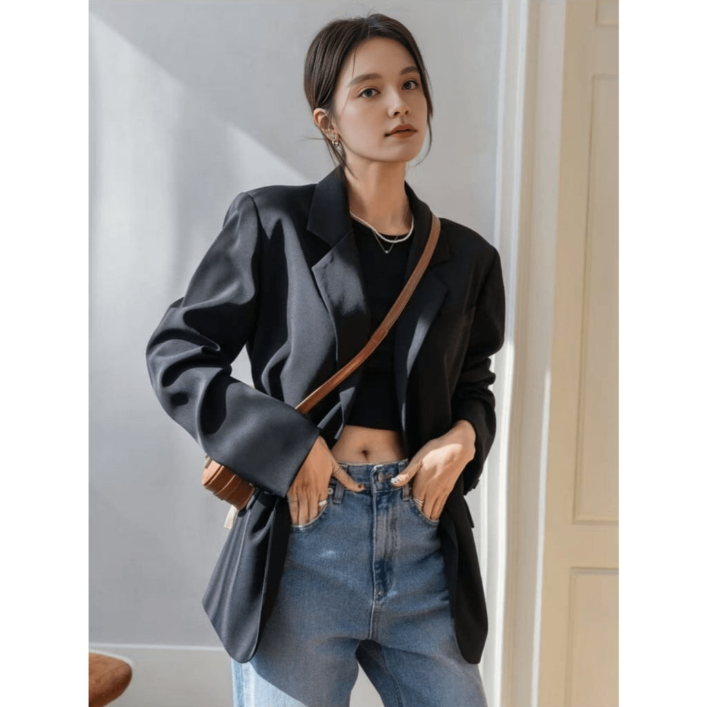 Blazer alfataria com forro com botão feminino casaco elegante social coleção nova Blazer Curto Aiustado Corde Damasco pa