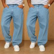 Kit 2 Calças Jeans Reta Balão Larga Moda Masculina Dazzling 100 Algodão Estilo Mandrake