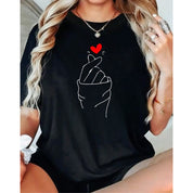 T-shirt Unissex Lisa 100% Algodão Estilo Soltinha Casual Verão Figa Coração