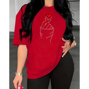 T-shirt Unissex Lisa 100% Algodão Estilo Soltinha Casual Verão Figa Coração