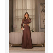 Vestido fluity vazado, elegante 2025, manga longa