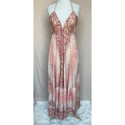 Vestido Longo Seda Indiana Frente Única Costa Nua- Estilo Boho Chic