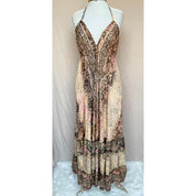 Vestido Longo Seda Indiana Frente Única Costa Nua- Estilo Boho Chic