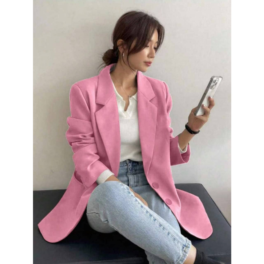 Blazer alfataria com forro com botão feminino casaco elegante social coleção nova Blazer Curto Aiustado Corde Damasco pa
