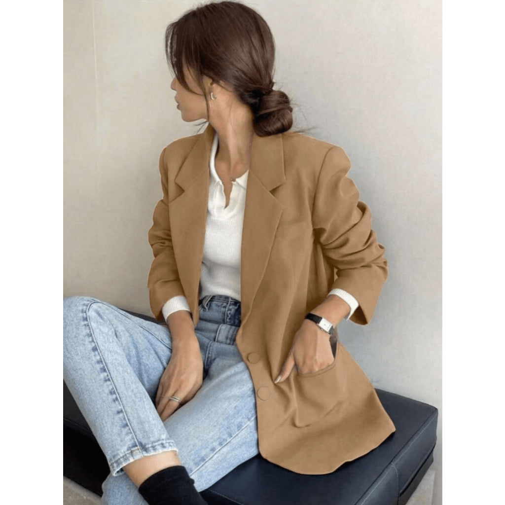 Blazer alfataria com forro com botão feminino casaco elegante social coleção nova Blazer Curto Aiustado Corde Damasco pa