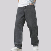 Calça Balão Jeans Masculina Grafite 100% Algodão Grosso Boca Larga Bag Streetwear Urbana Casual Moda Atual Tendência