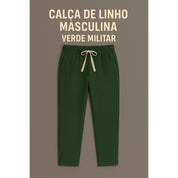Calça Linho Leve Bege Masculina Praia Cordão Ajustável Premium Alta Qualidade