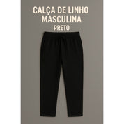 Calça Linho Leve Bege Masculina Praia Cordão Ajustável Premium Alta Qualidade