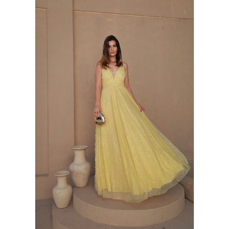 vestido natasha alça con decote v para festas formandas madrinhas convidadas brilhoso