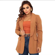 Max Blazer Feminina LongoTesido Alfaiataria Social Manga Longo
