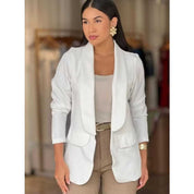 Max Blazer Feminina LongoTesido Alfaiataria Social Manga Longo