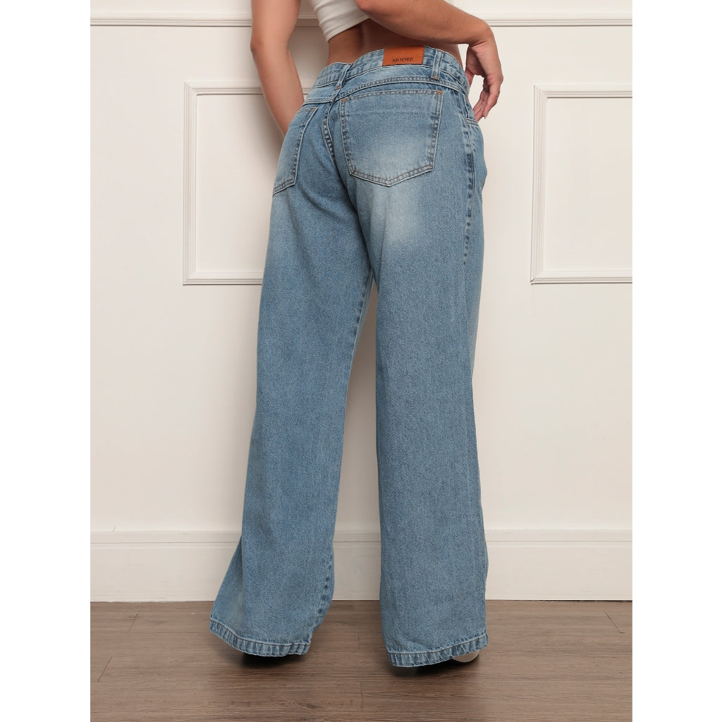 Calça jeans low rise cos baixo baggy larga