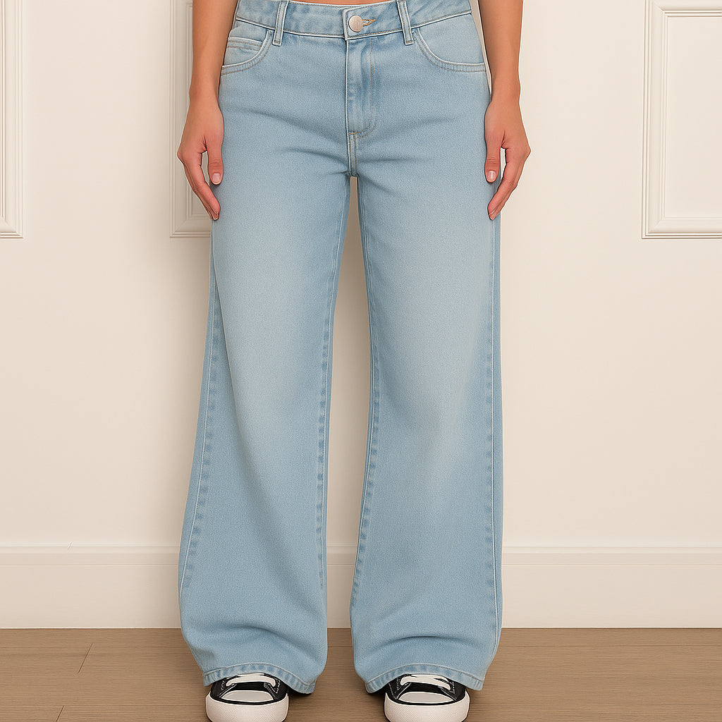 Calça jeans low rise cos baixo baggy larga