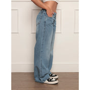 Calça jeans low rise cos baixo baggy larga