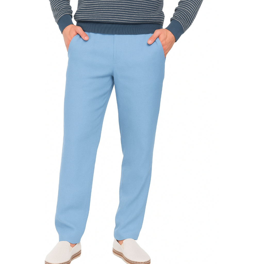 Calça Linho Leve Bege Masculina Praia Cordão Ajustável Premium Alta Qualidade