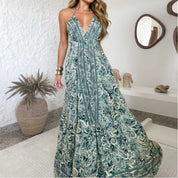 Vestido Longo Seda Indiana Frente Única Costa Nua- Estilo Boho Chic
