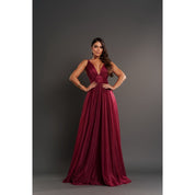 Vestido de Festa Longo Azul Marino Tecido Tuli com Brilho Festas/Foormatura Possoi Bojo,Ziper,Forro Veste M 38-40 G40-42