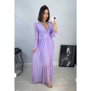 Vestido longo Feminino de tule manga longa de festa, casamento com bojo todo forrado