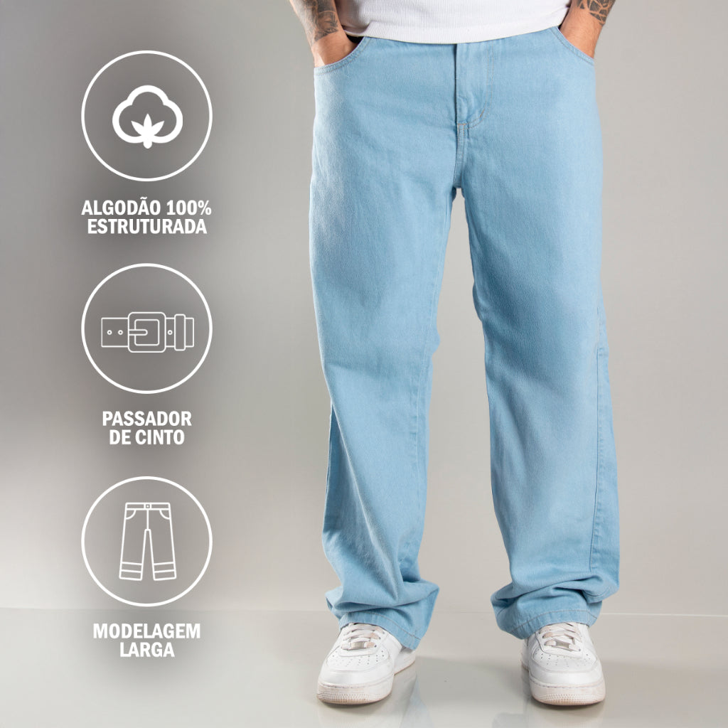 Calça Jeans Masculina Premium Baggy Balão Estilo Americana Rapper Bag Larga Corte Reto Mandrake