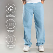 Calça Jeans Masculina Premium Baggy Balão Estilo Americana Rapper Bag Larga Corte Reto Mandrake