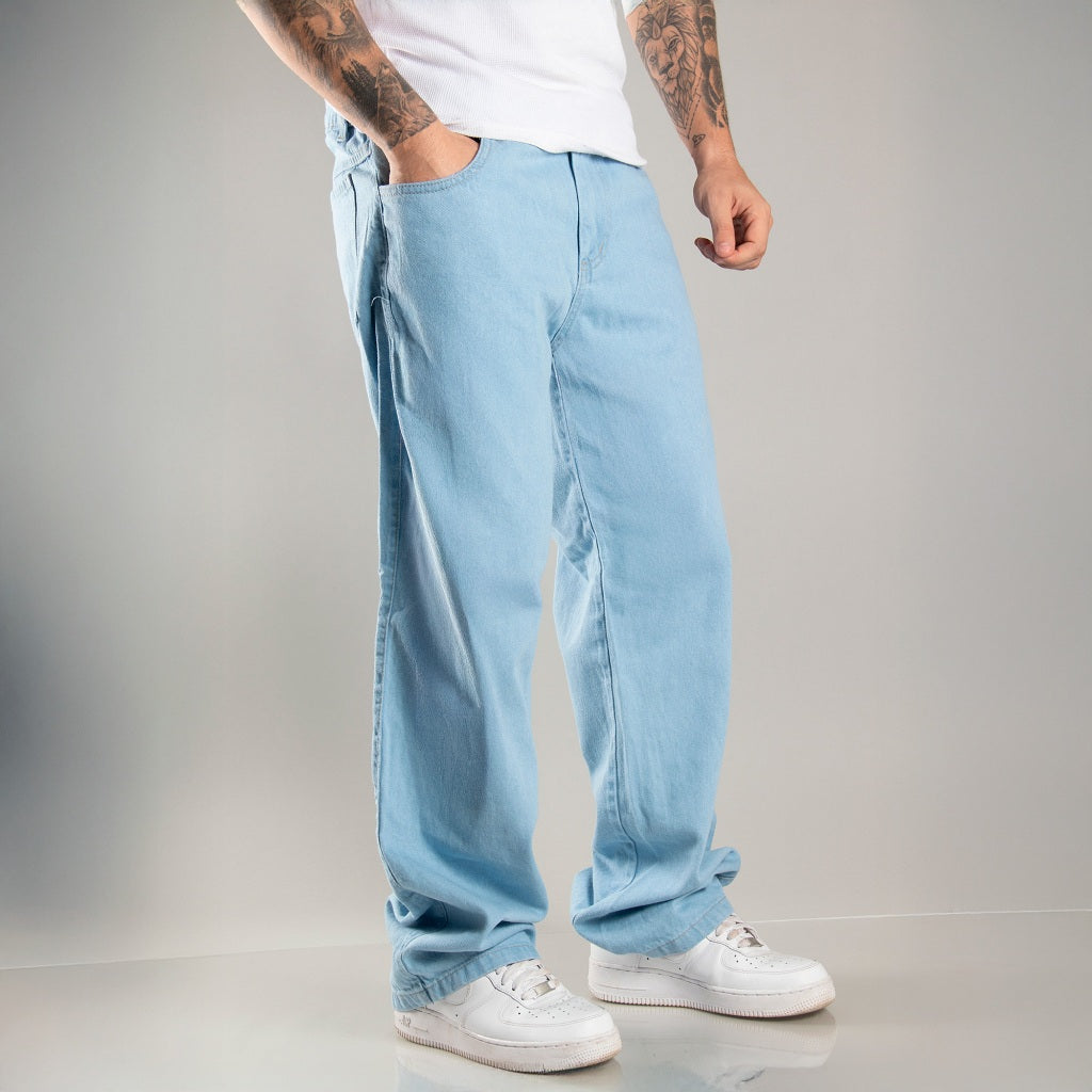 Calça Jeans Masculina Premium Baggy Balão Estilo Americana Rapper Bag Larga Corte Reto Mandrake