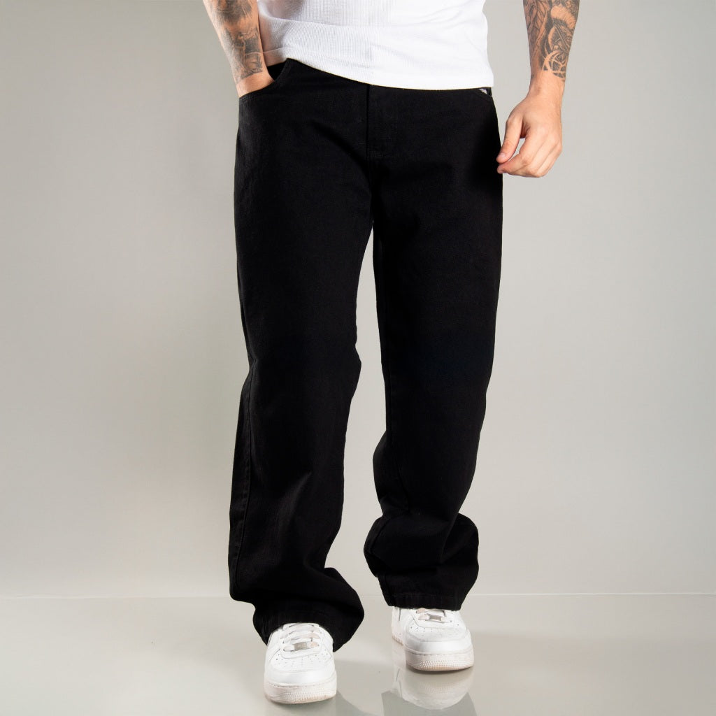 Calça Jeans Masculina Premium Baggy Balão Estilo Americana Rapper Bag Larga Corte Reto Mandrake