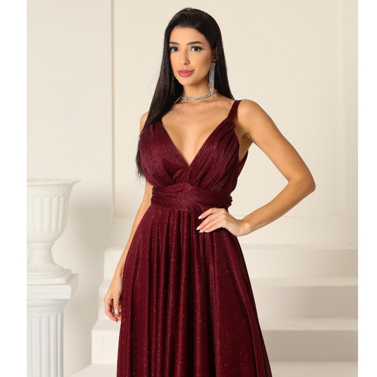 Vestido de Festa Longo Azul Marino Tecido Tuli com Brilho Festas/Foormatura Possoi Bojo,Ziper,Forro Veste M 38-40 G40-42
