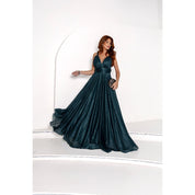 Vestido de Festa Longo Azul Marino Tecido Tuli com Brilho Festas/Foormatura Possoi Bojo,Ziper,Forro Veste M 38-40 G40-42