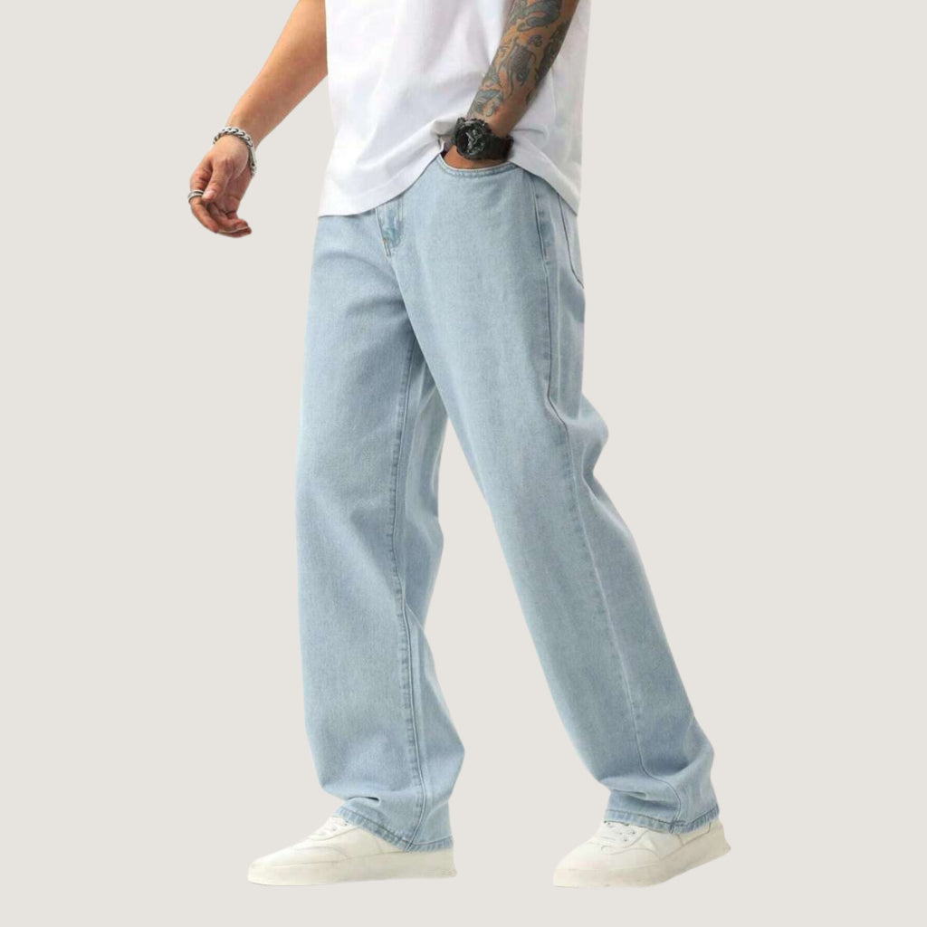 Calça Balão Jeans Masculina Grafite 100% Algodão Grosso Boca Larga Bag Streetwear Urbana Casual Moda Atual Tendência