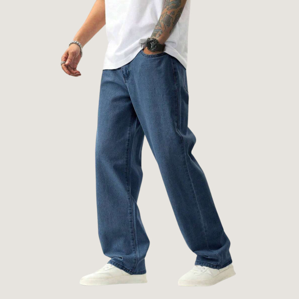 Calça Balão Jeans Masculina Grafite 100% Algodão Grosso Boca Larga Bag Streetwear Urbana Casual Moda Atual Tendência