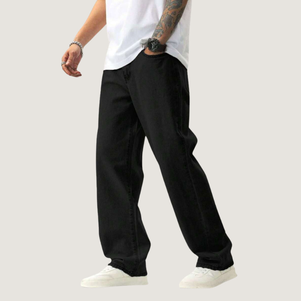 Calça Balão Jeans Masculina Grafite 100% Algodão Grosso Boca Larga Bag Streetwear Urbana Casual Moda Atual Tendência