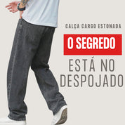 Calça Balão Jeans Masculina Grafite 100% Algodão Grosso Boca Larga Bag Streetwear Urbana Casual Moda Atual Tendência