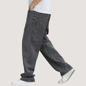 Calça Balão Jeans Masculina Grafite 100% Algodão Grosso Boca Larga Bag Streetwear Urbana Casual Moda Atual Tendência