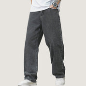 Calça Balão Jeans Masculina Grafite 100% Algodão Grosso Boca Larga Bag Streetwear Urbana Casual Moda Atual Tendência